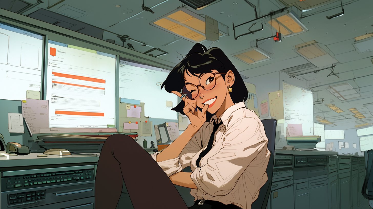 Sofia comemorando no escritório — "Hell yeah", por Athena Wang