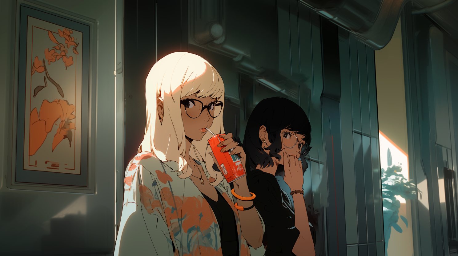 "Break time", por Athena Wang — Lauren e Sofia saindo para o almoço