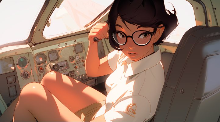 "Panels & Panels", por Athena Wang — Sofia na cabine do avião