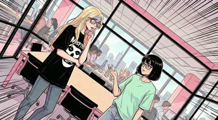 Sofia explicando para a Lauren o que se passou na reunião com o time de cartões