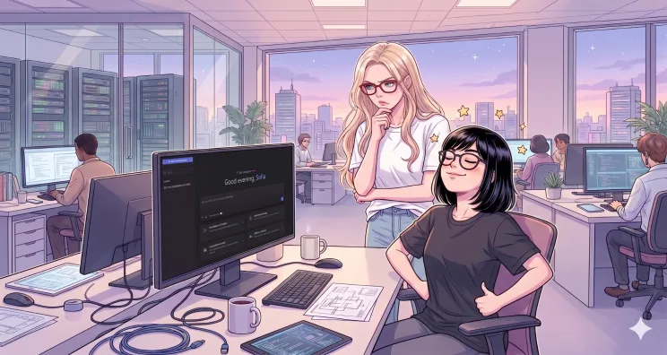 Sofia mostrando o Bits Assistant aberto no Datadog para Lauren